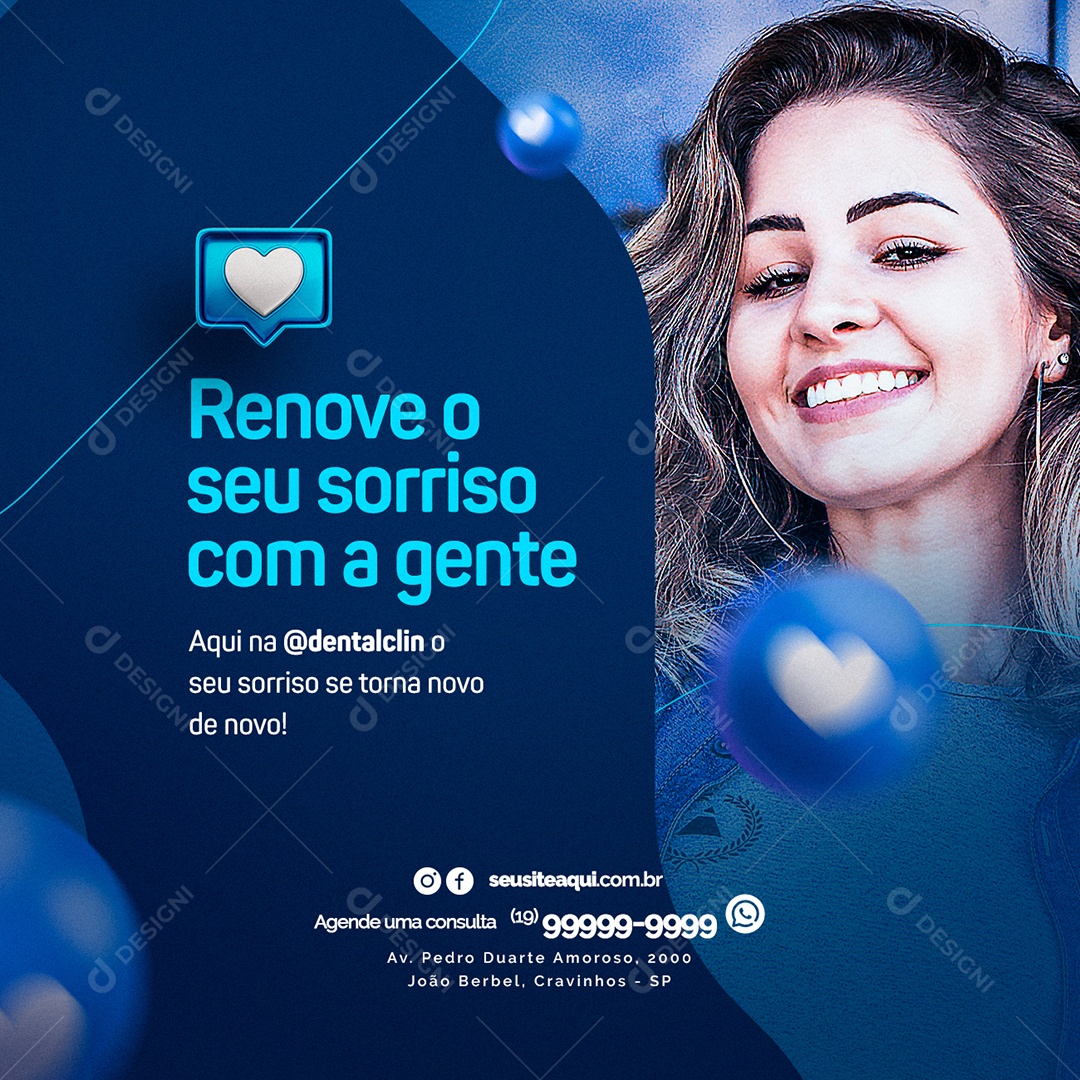 Renove o Seu Sorriso com a Gente Clínica Odontológica Social Media PSD Editável