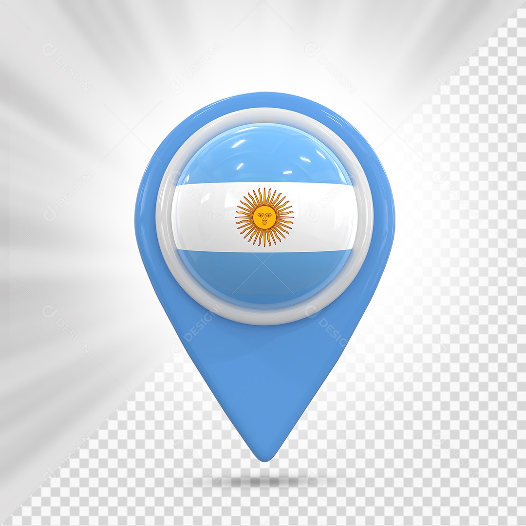 Argentina Ícone de Localização Elemento 3D Azul para Composição PSD