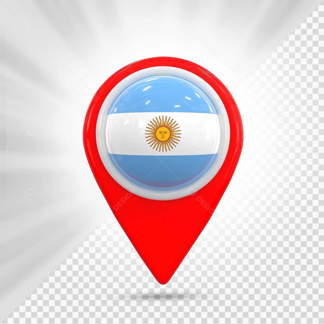 Argentina Ícone de Localização Elemento 3D Vermelho para Composição PSD