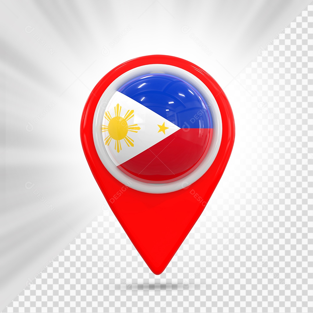 Filipinas Ícone de Localização Elemento 3D Vermelho para Composição PSD