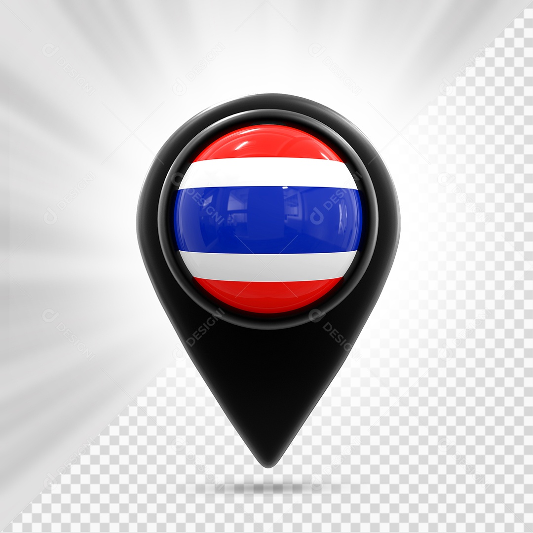 Tailândia Ícone de Localização Elemento 3D Preto para Composição PSD