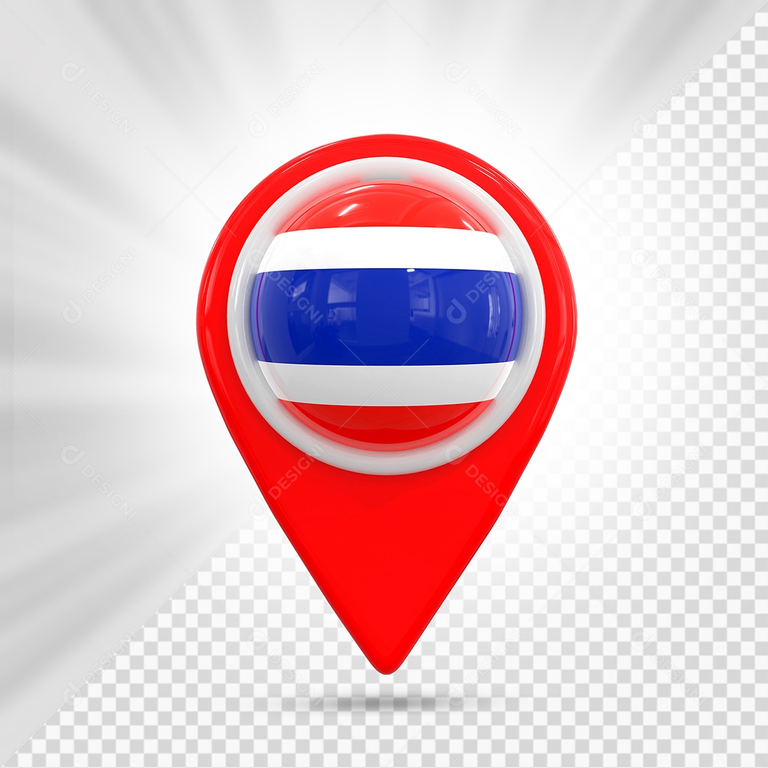 Tailândia Ícone de Localização Elemento 3D Vermelho para Composição PSD