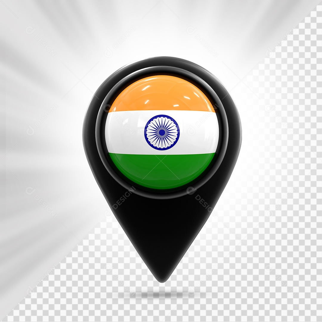 Índia Ícone de Localização Elemento 3D Preto para Composição PSD