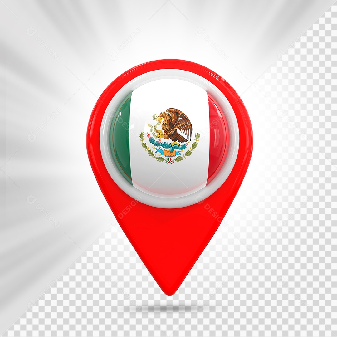México Ícone de Localização Elemento 3D Vermelho para Composição PSD