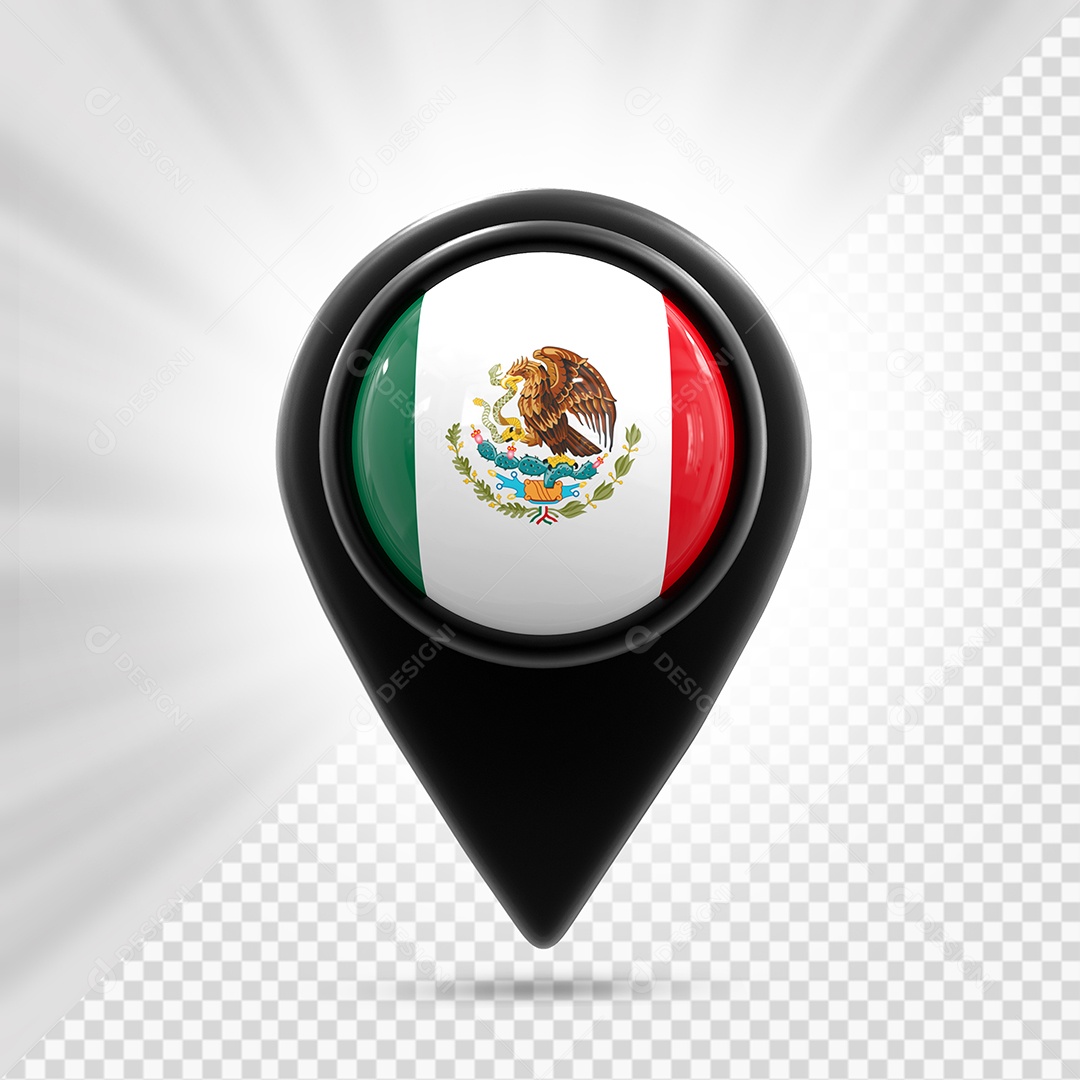 México Ícone de Localização Elemento 3D Preto para Composição PSD