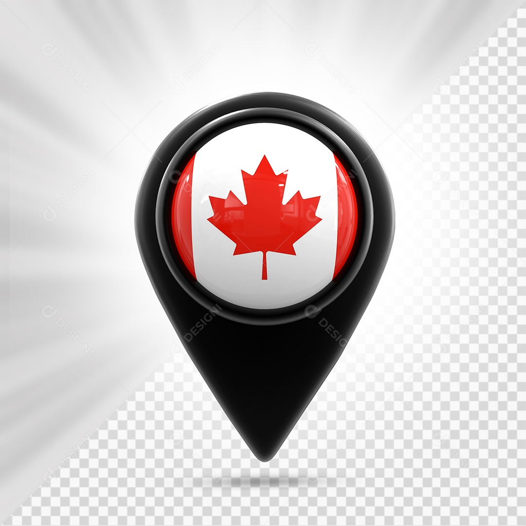 Canadá Ícone de Localização Elemento 3D Preto para Composição PSD