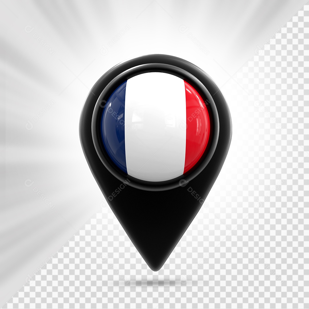 França Ícone de Localização Elemento 3D Preto para Composição PSD