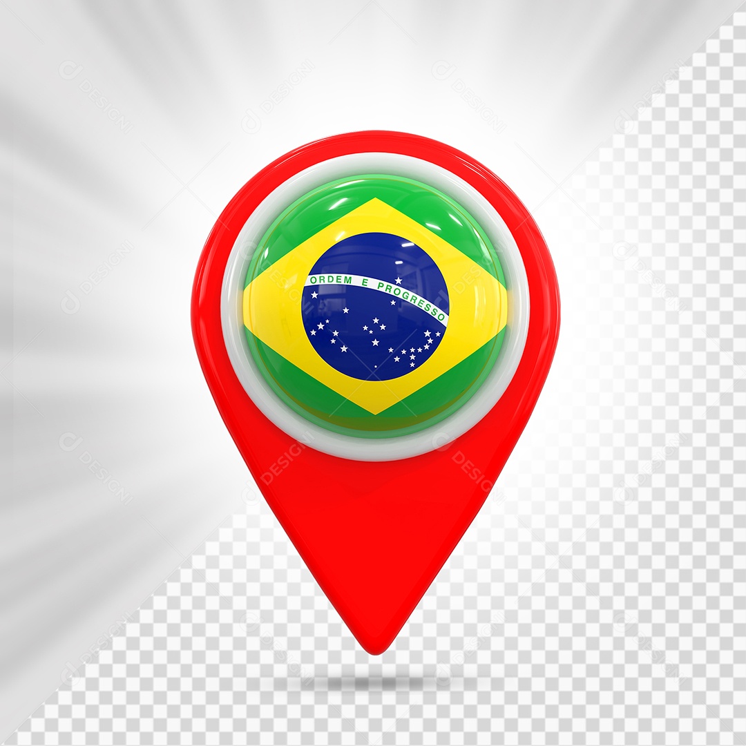 Brasil Ícone de Localização Elemento 3D Vermelho para Composição PSD