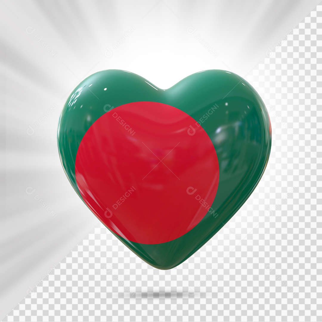 Bangladesh Ícone de Coração Elemento 3D para Composição PSD