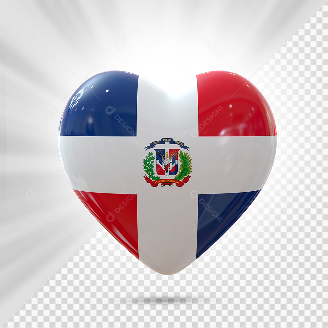República Dominicana Ícone de Coração Elemento 3D para Composição PSD