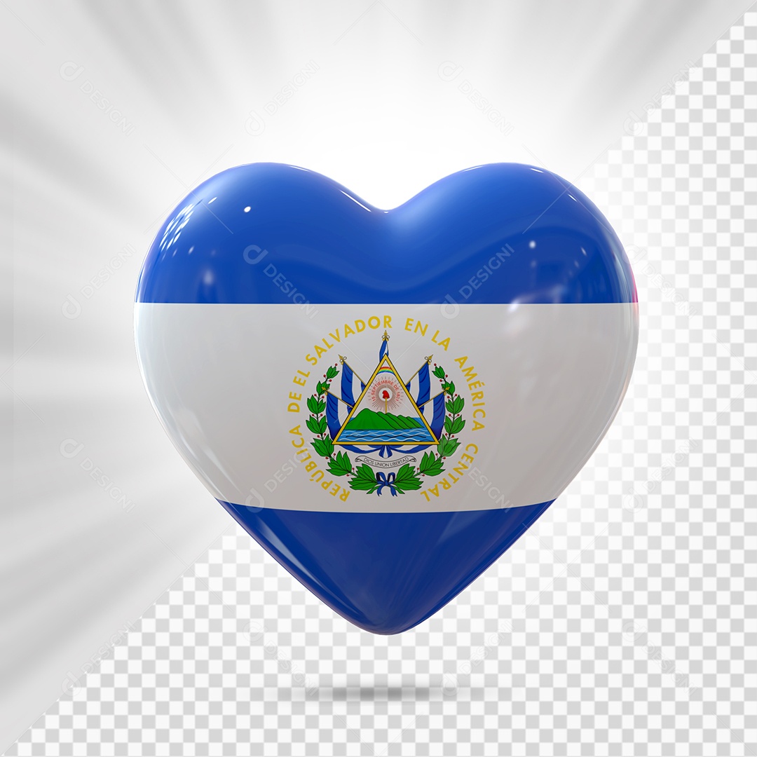 El Salvador Ícone de Coração Elemento 3D para Composição PSD