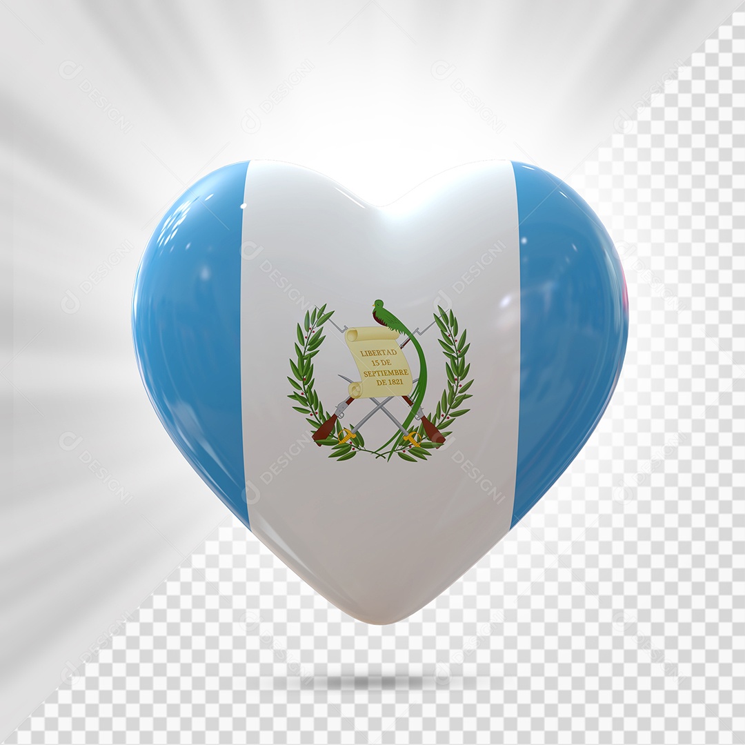 Guatemala Ícone de Coração Elemento 3D para Composição PSD