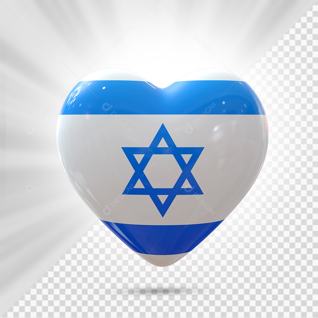 Israel Ícone de Coração Elemento 3D para Composição PSD