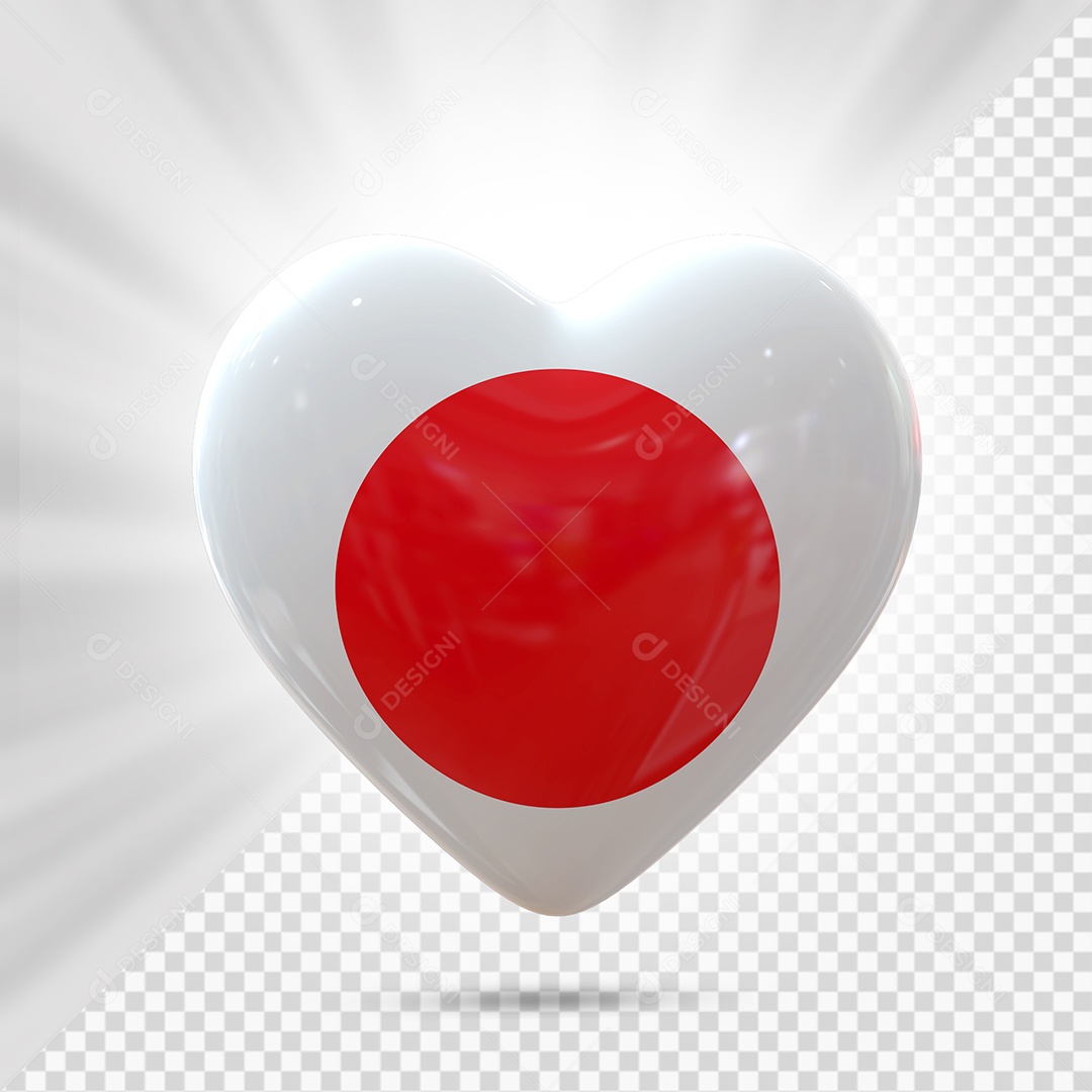 Japão Ícone de Coração Elemento 3D para Composição PSD
