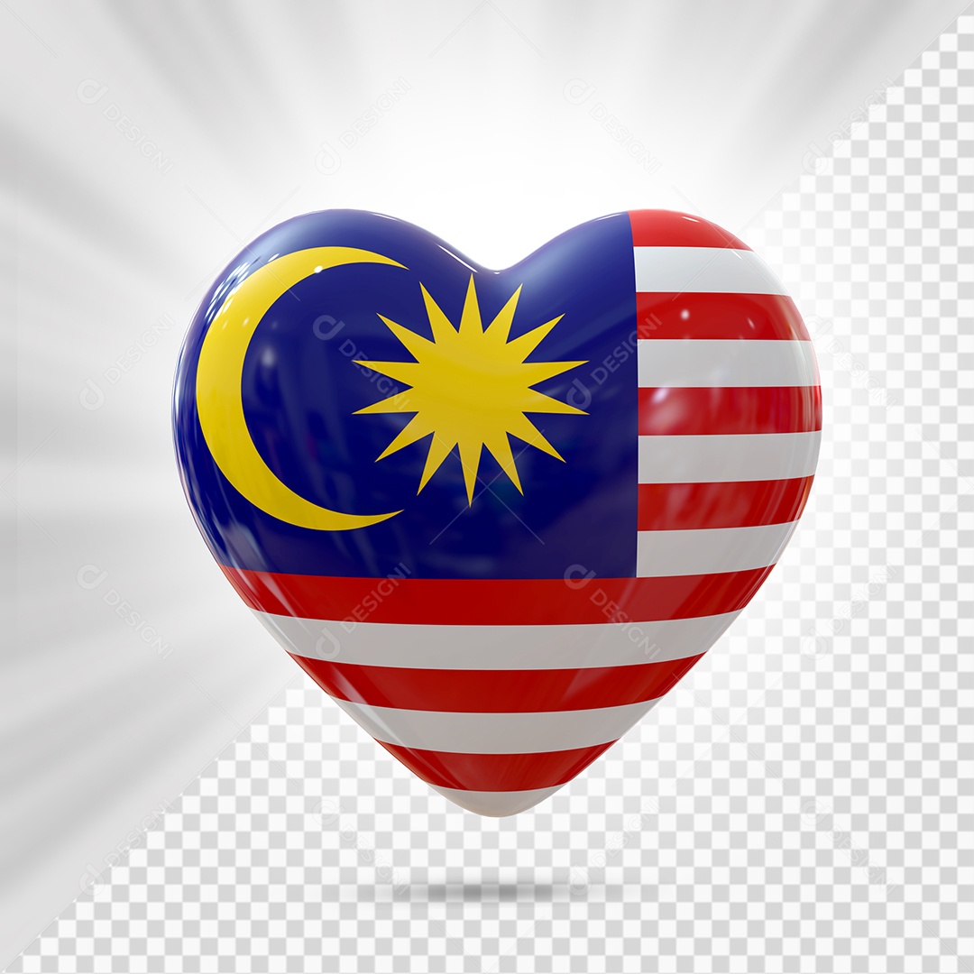 Malásia Ícone de Coração Elemento 3D para Composição PSD