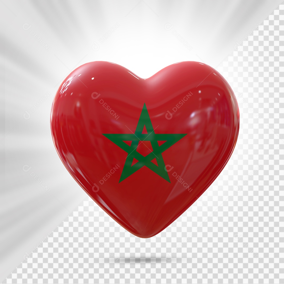 Marrocos Ícone de Coração Elemento 3D para Composição PSD