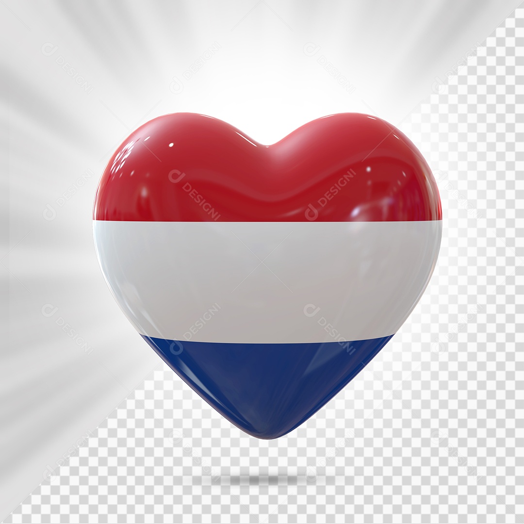 Países Baixos Ícone de Coração Elemento 3D para Composição PSD
