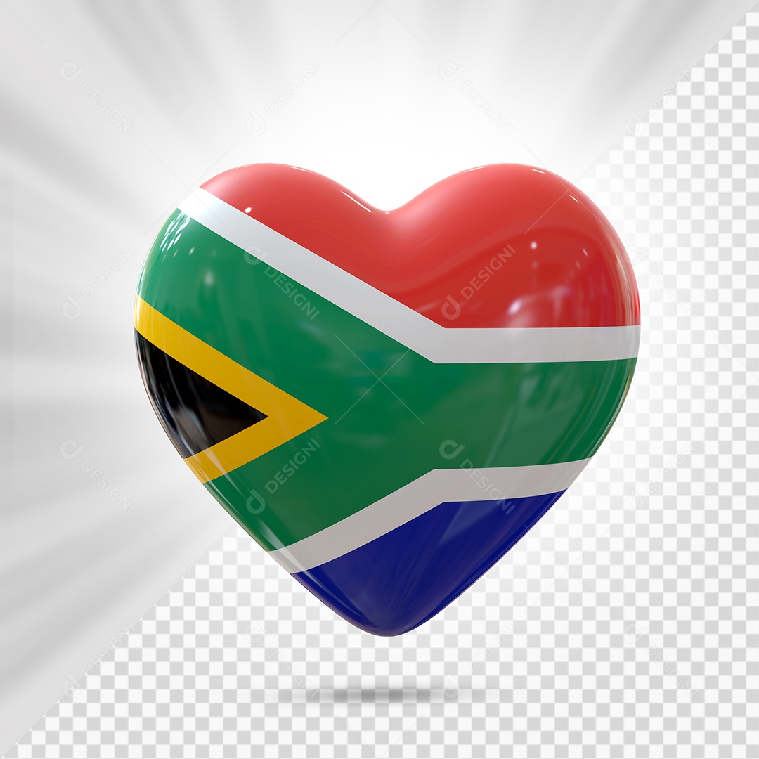 África do Sul Ícone de Coração Elemento 3D para Composição PSD