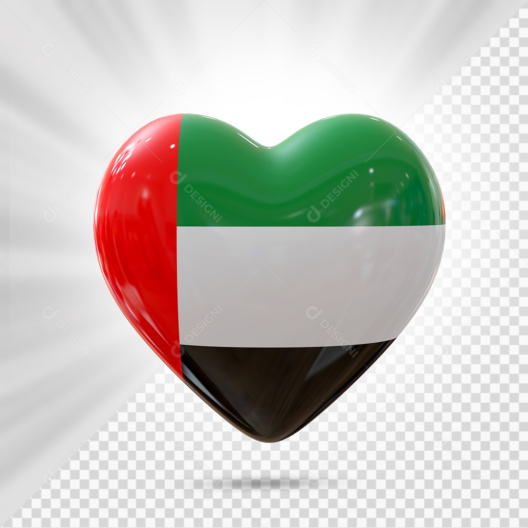 Kuwait Ícone de Coração Elemento 3D para Composição PSD