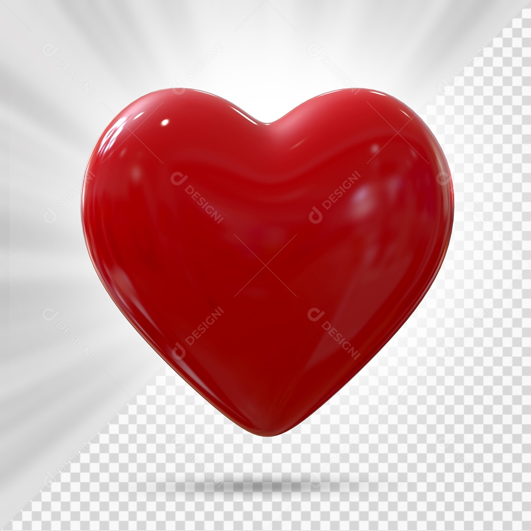 Coração Vermelho Elemento 3D para Composição PSD