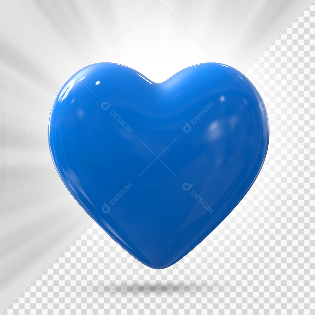 Blue Heart 3D Element for Composition PSD