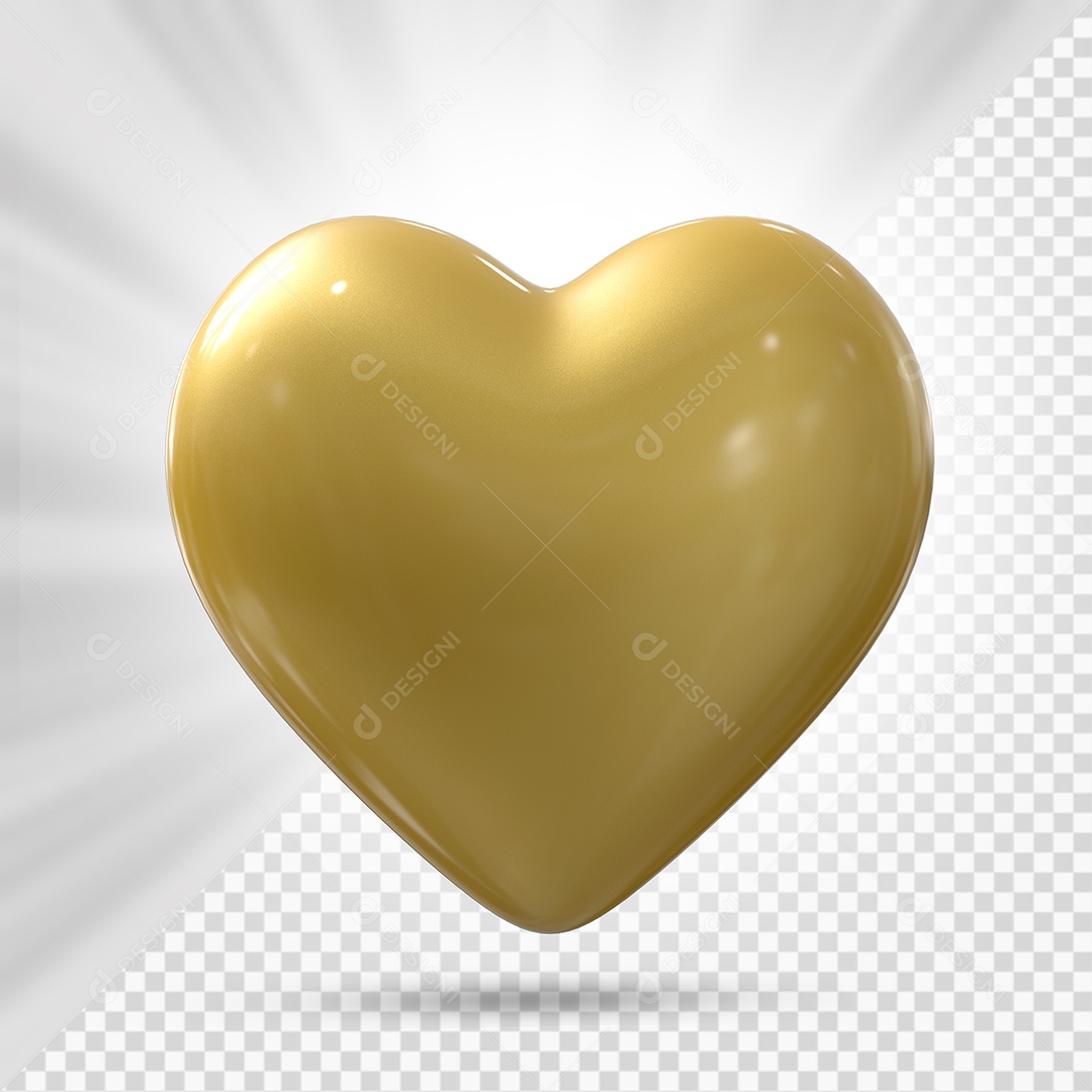 Coração Marrom Elemento 3D para Composição PSD