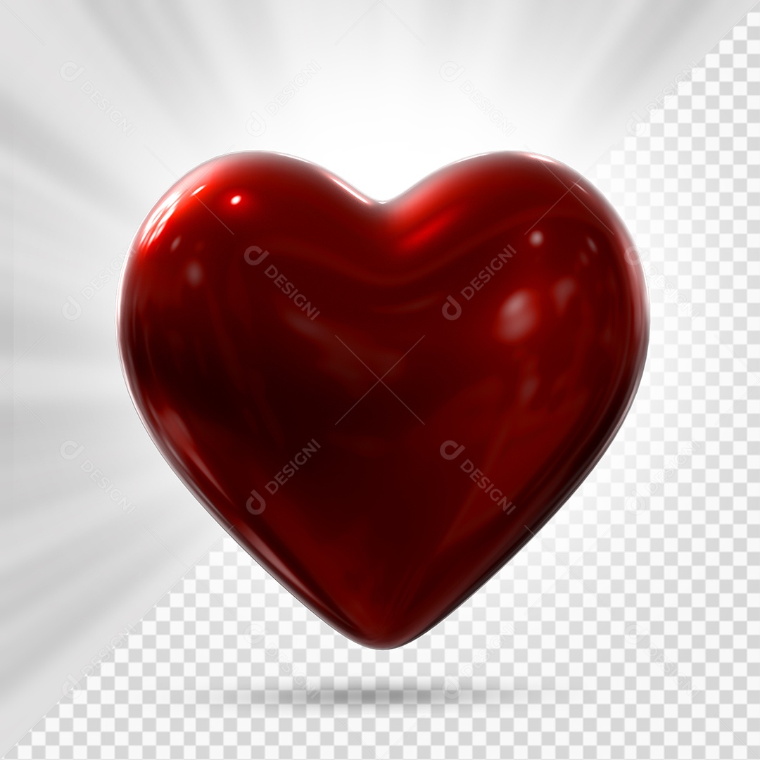 Coração Vermelho Elemento 3D para Composição PSD