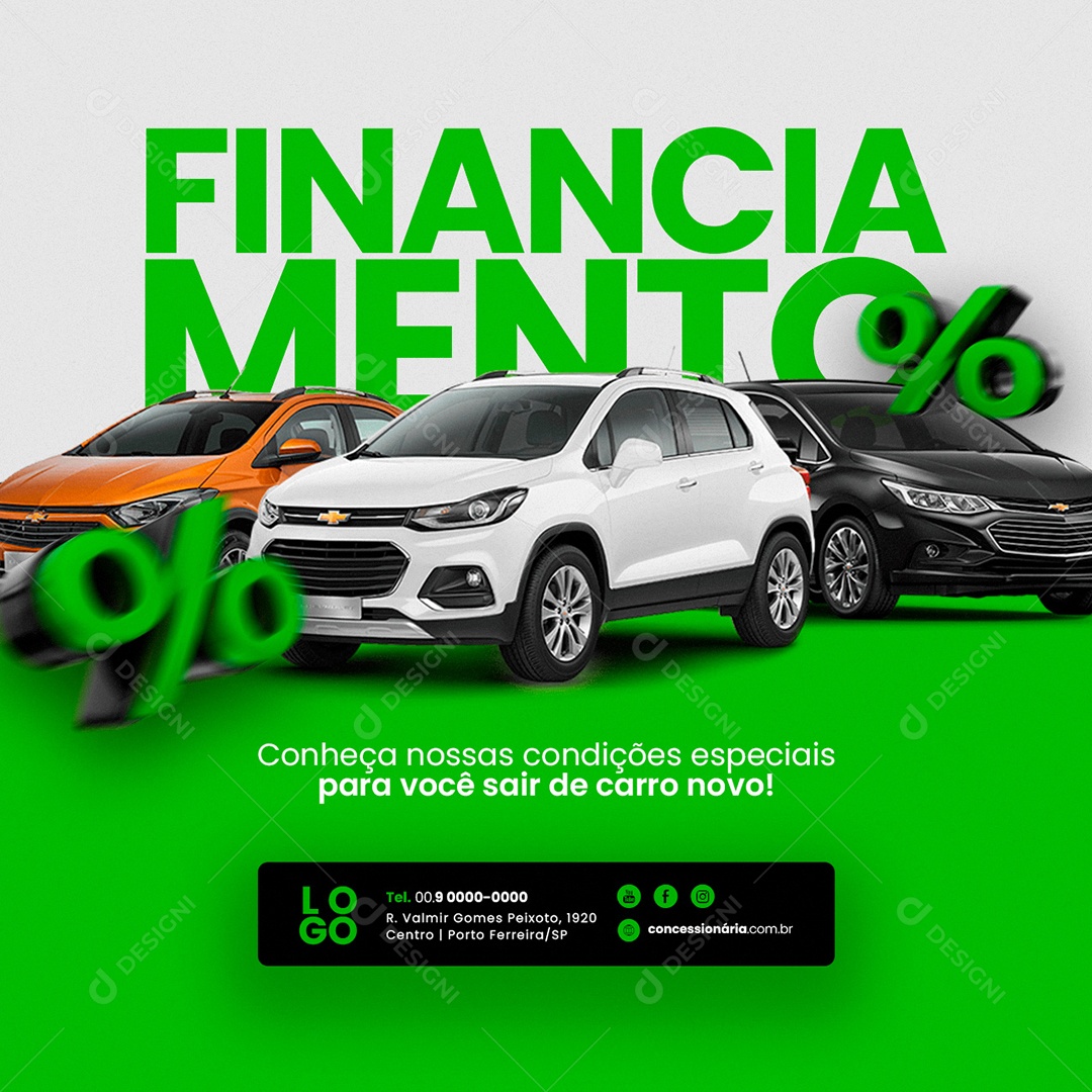 Financiamento Conheça Nossas Condições Concessionária Social Media PSD Editável
