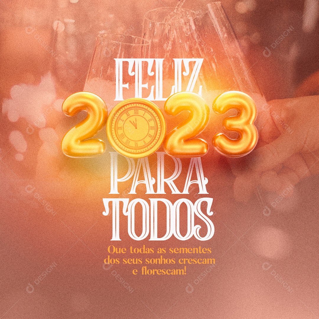 Feliz 2023 Para Todos Ano Novo Social Media PSD Editável