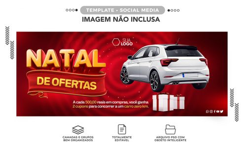 Banner Natal de Ofertas Venha Conferir Social Media PSD Editável