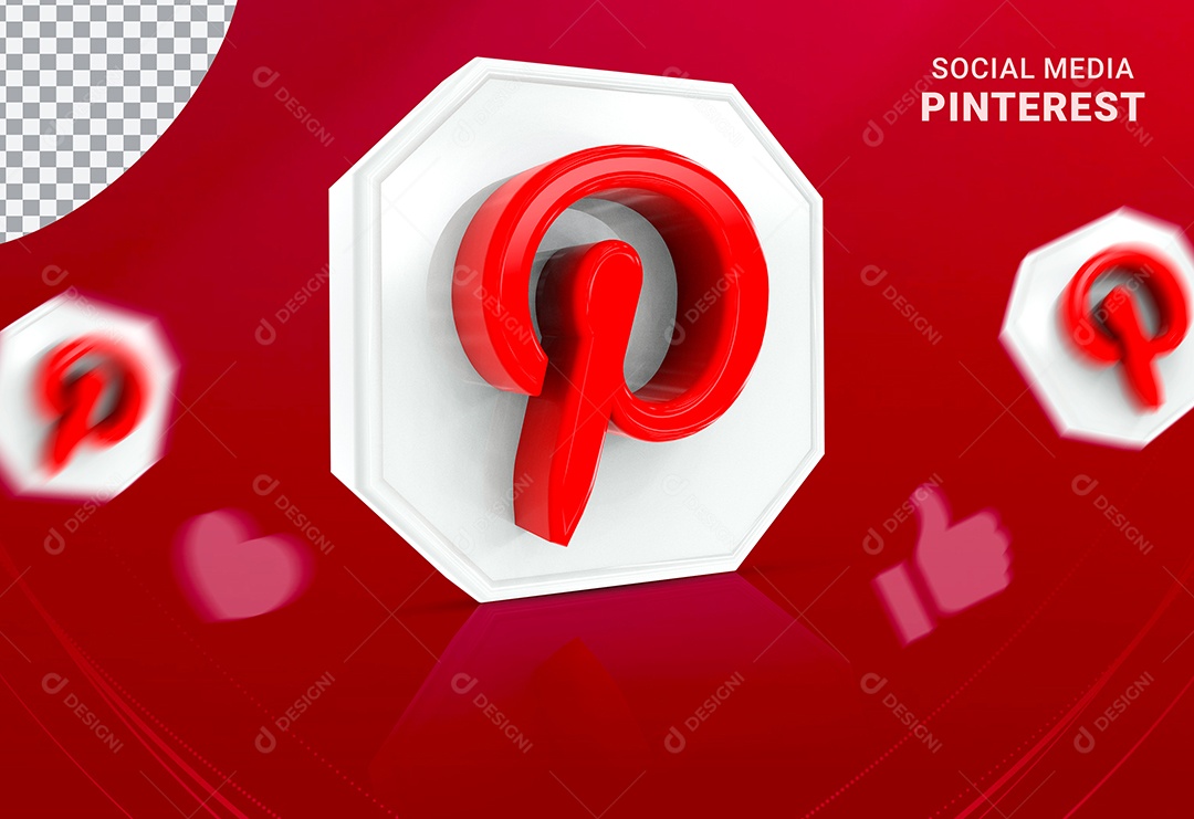 Pinterest Elemento 3D Para Composição PSD