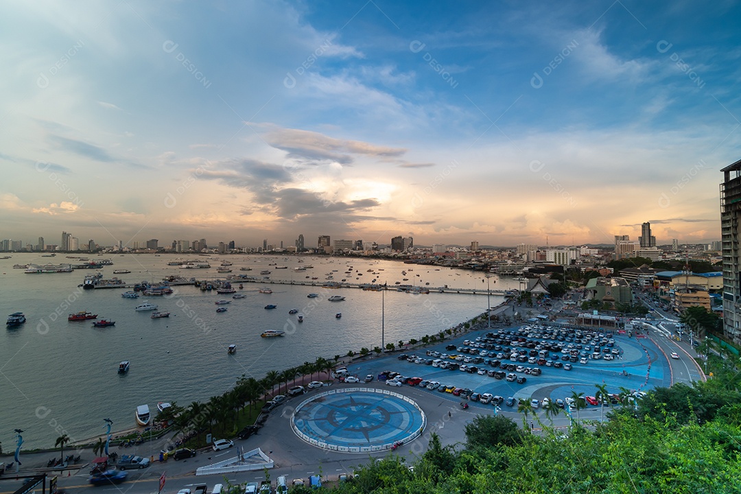Praia de Pattaya do ponto de vista em Pattaya Chonburi Tailândia