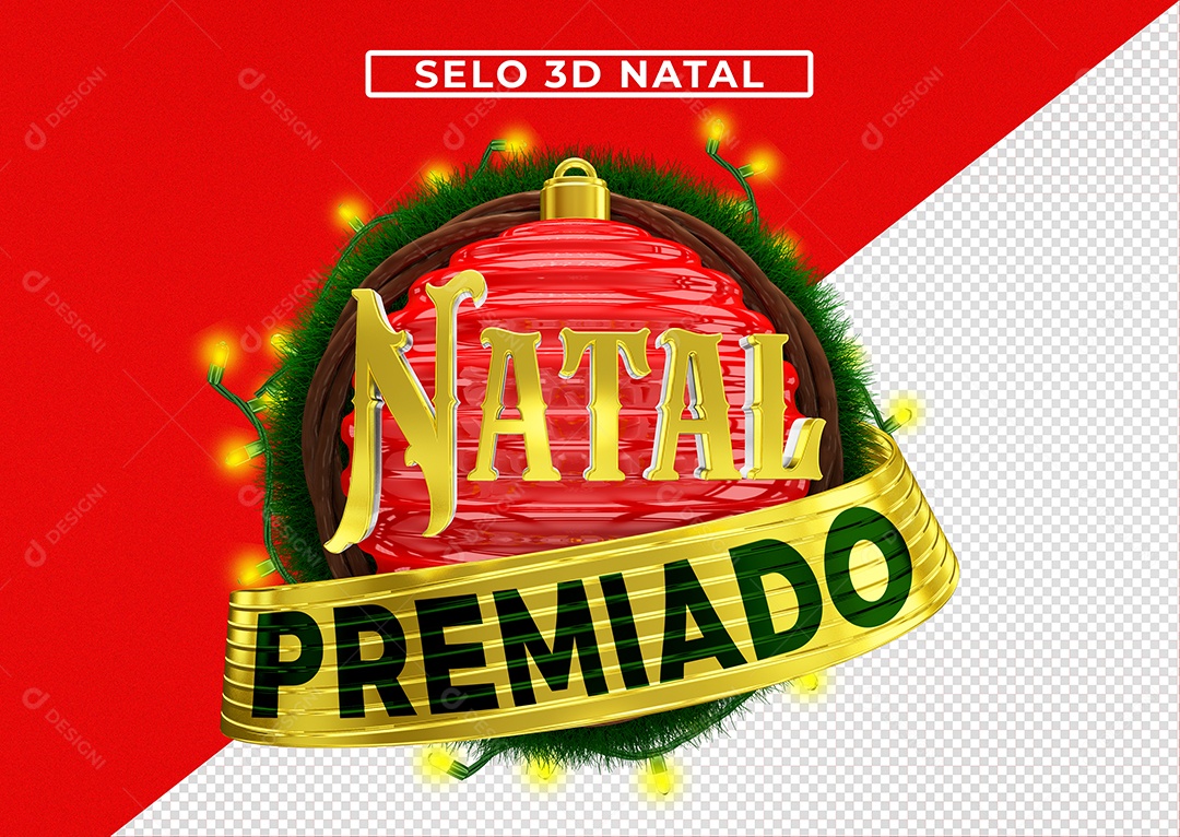 Selo 3D Natal Premiado Para Composição PSD