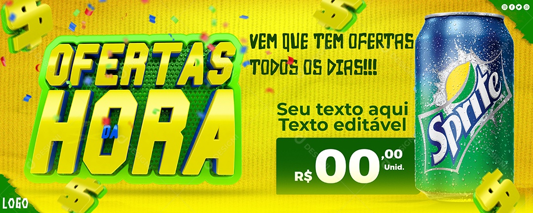 Banner Ofertas da Hora Vem Que Tem Ofertas Todos os Dias Social Media PSD Editável
