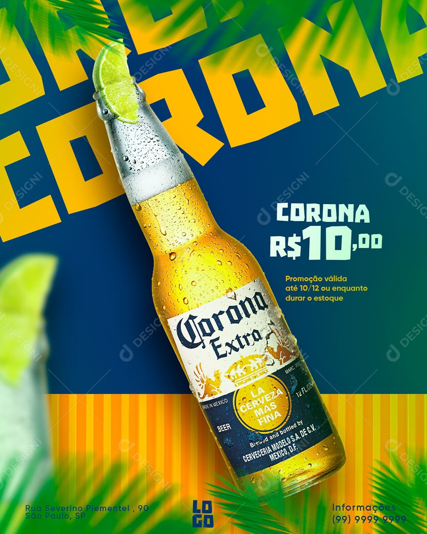 Post Bar Deposito Corona Extra Cerveja  Social Media PSD Editável