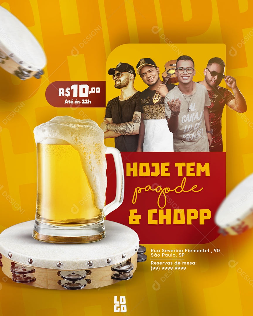 Post Flyer Bar Pagode e Chopp Social Media PSD Editável