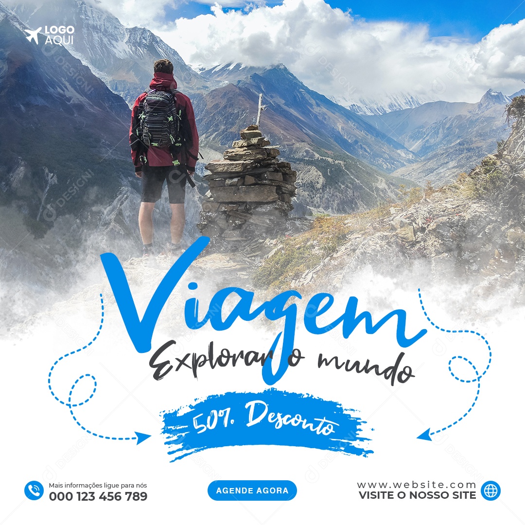 Social Media Agência de Viagens e Turismo Viagem Explorar o Mundo PSD Editável