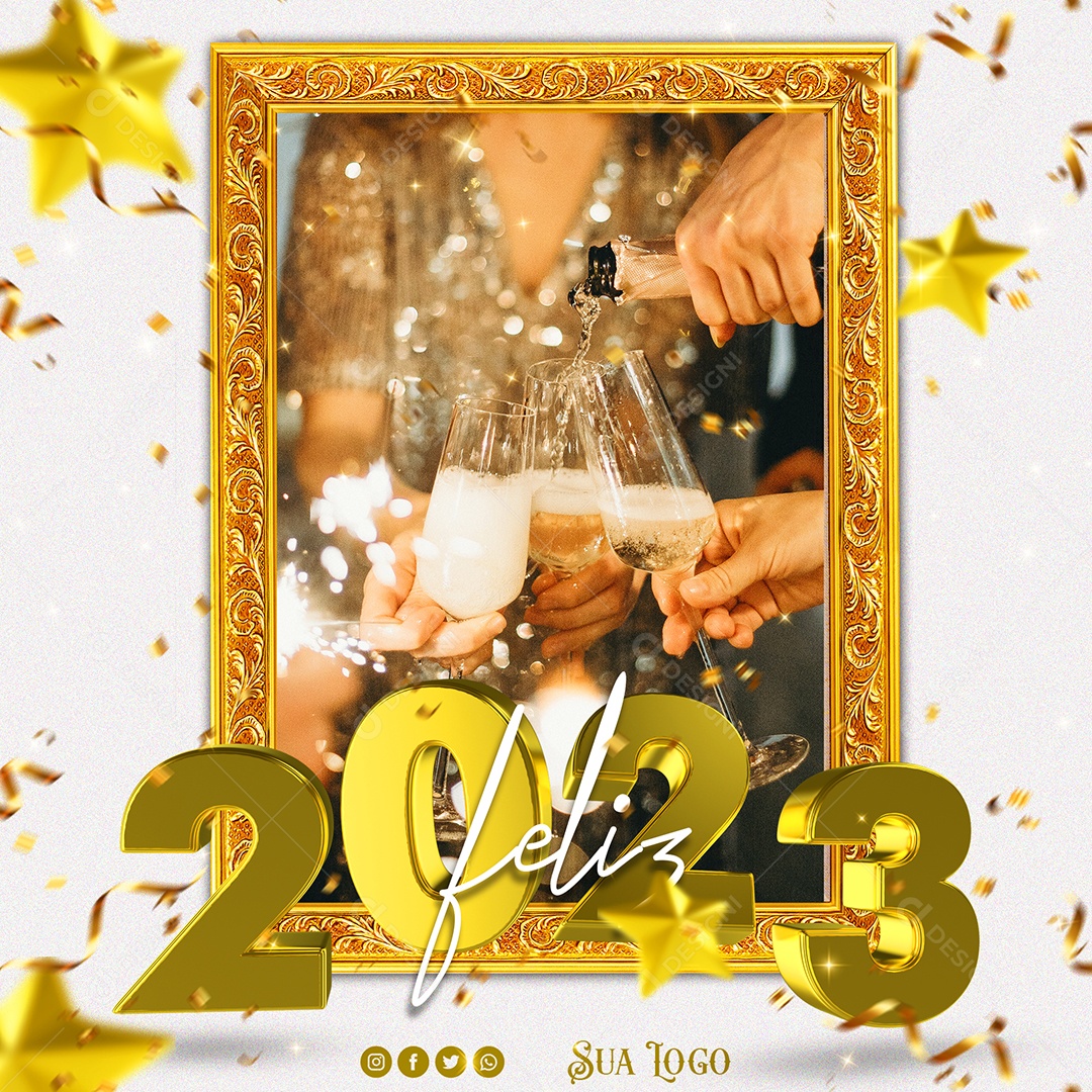 Feliz 2023 Social Media PSD Editável