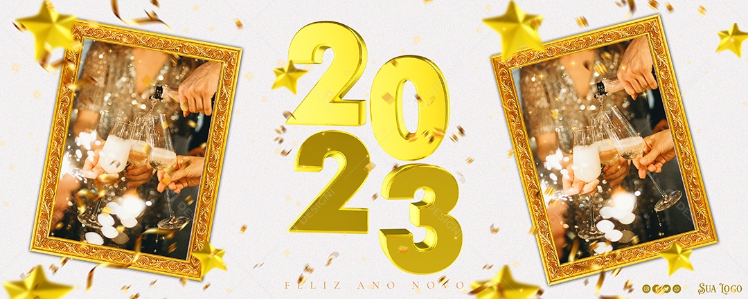 Banner Feliz Ano Novo 2023 Social Media PSD Editável
