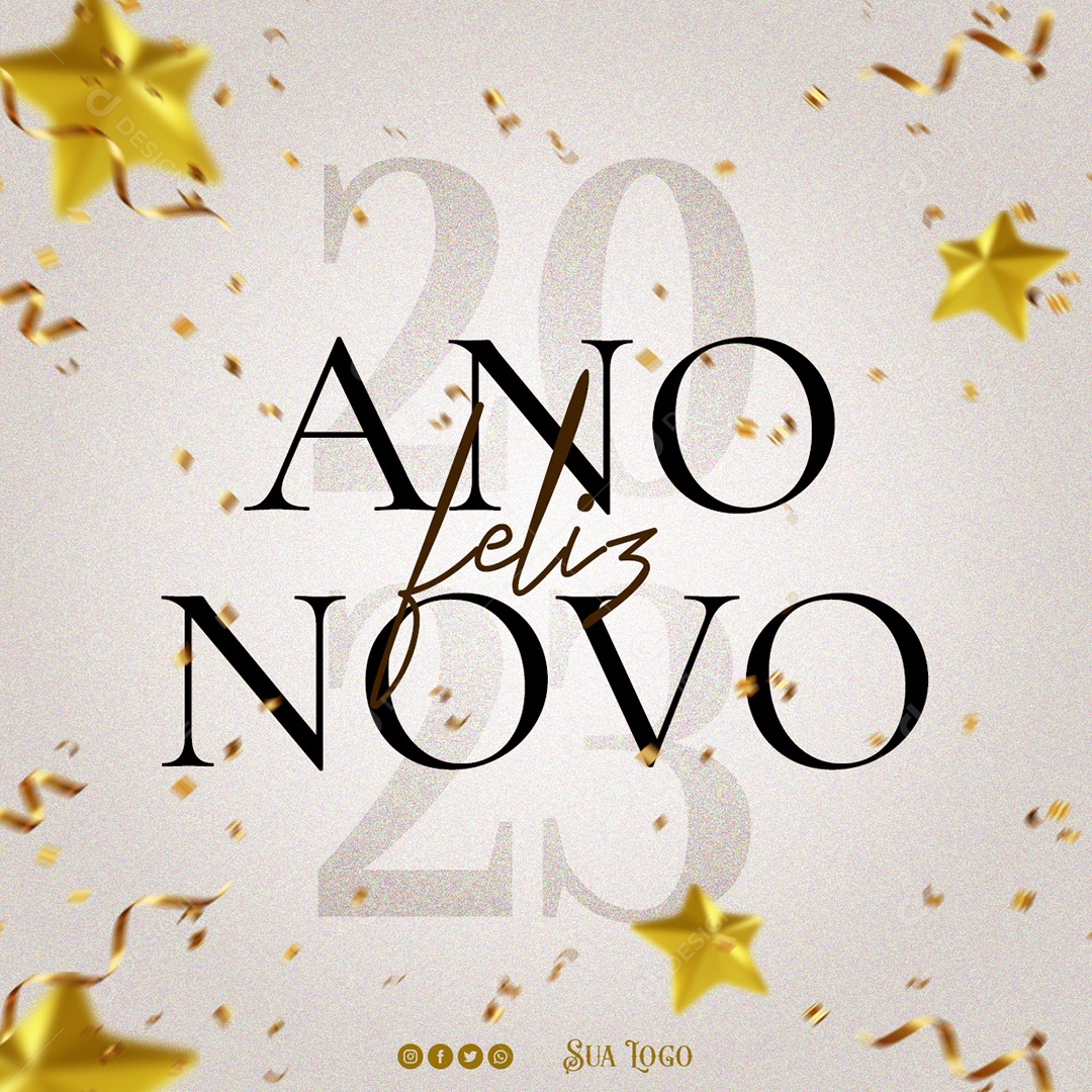 Feliz Ano Novo Social Media PSD Editável