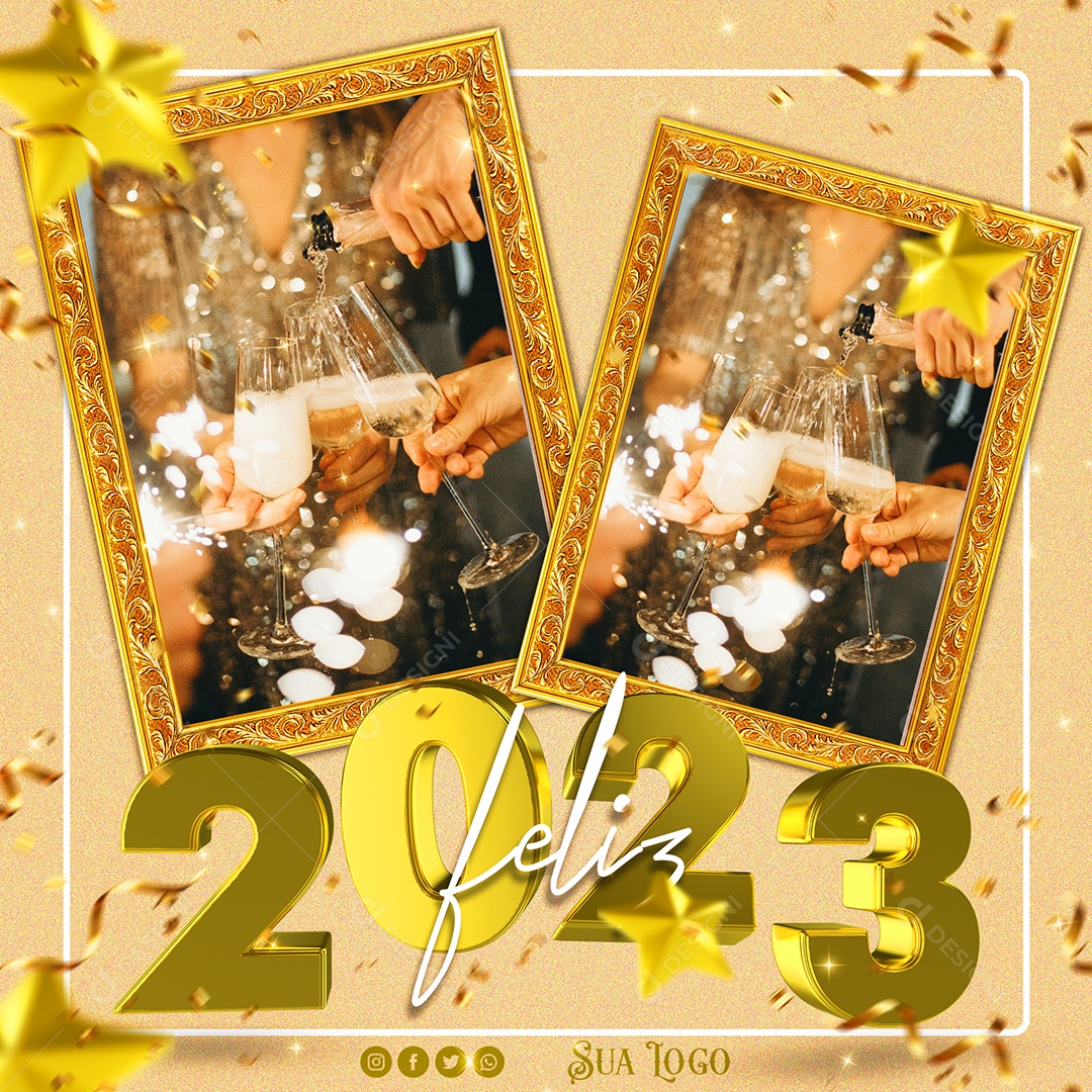 Feliz 2023 Social Media PSD Editável