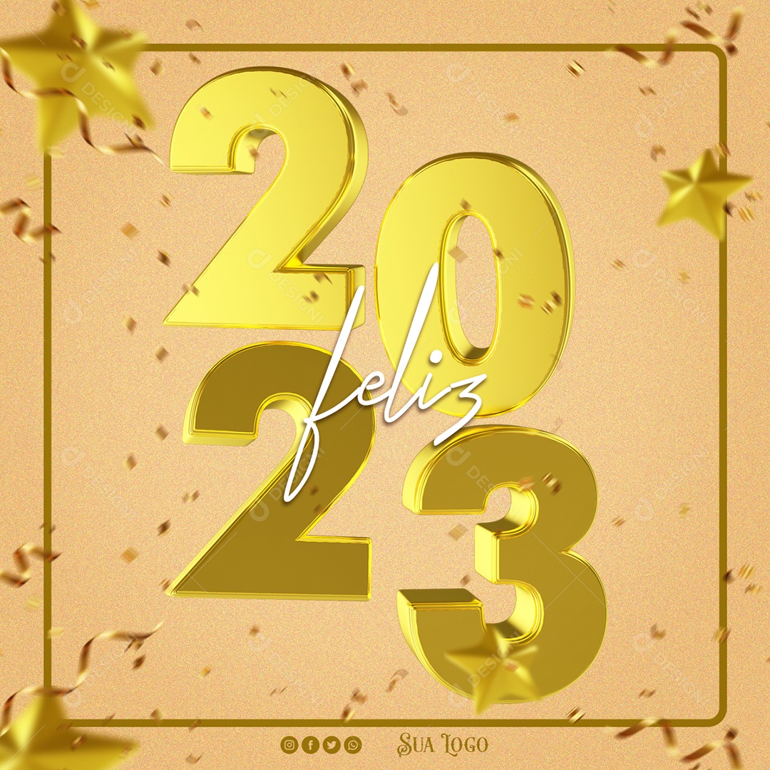 Feliz 2023 Social Media PSD Editável