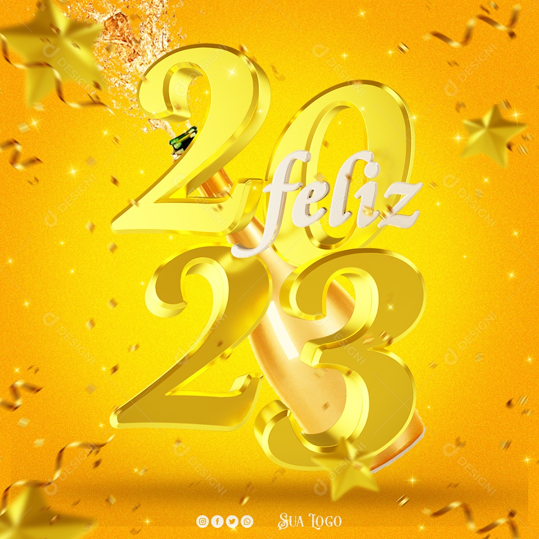 Feliz 2023 Social Media PSD Editável