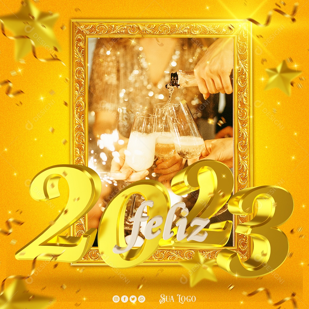 Feliz 2023 Social Media PSD Editável