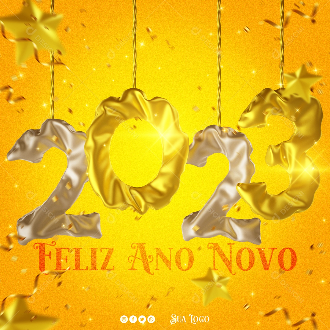 Feliz Ano Novo 2023 Social Media PSD Editável