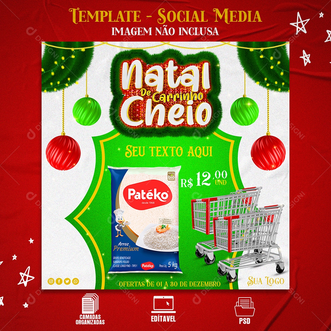 Natal de Carrinho Cheio Social Media PSD Editável