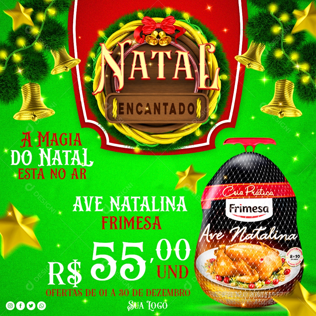 Natal Encantado a Magia do Natal Está no Ar Social Media PSD Editável