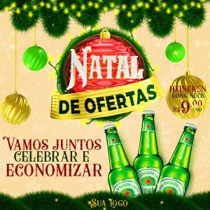 Cervejaria Natal de Ofertas Vamos Juntos Celebrar e Economizar Social Media PSD Editável
