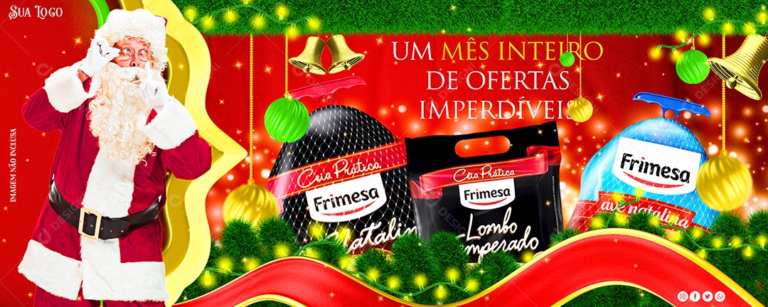 Banner um Mês Inteiro de Ofertas Imperdíveis Social Media PSD Editável