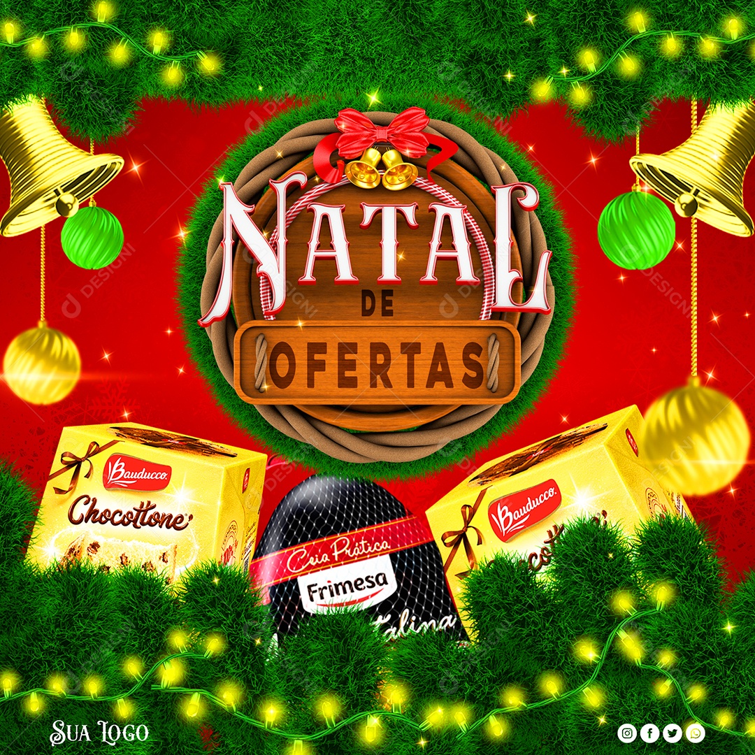 Natal de Ofertas Venha Conferir Social Media PSD Editável